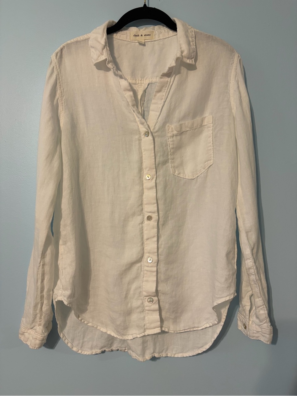 cloth & stone White Button-Down Linen Shirt
